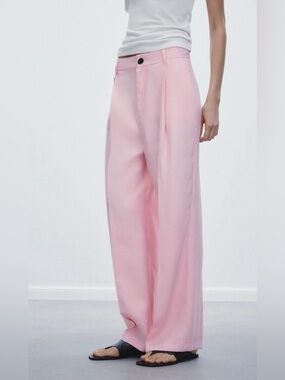Zara High-Rise Pink Trousers
